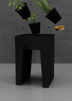 black_stul_with_plants