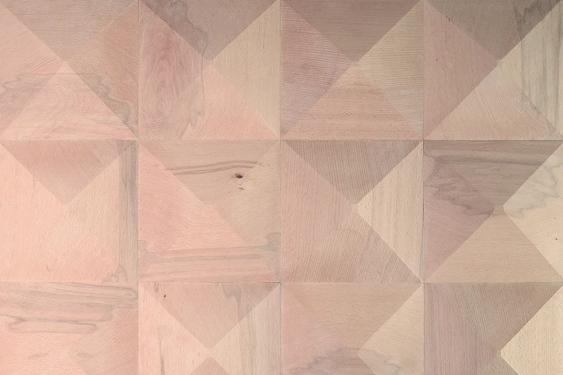 beech wood end-grain pyramid decorative surface panel