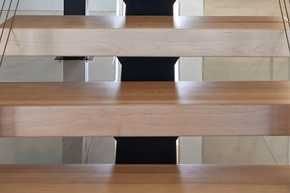 beech wood floating stair treads